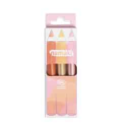 Namaki-Set-de-tres-lapices-Brillo-Cobre-Oro-Rosa-con-Purpurina